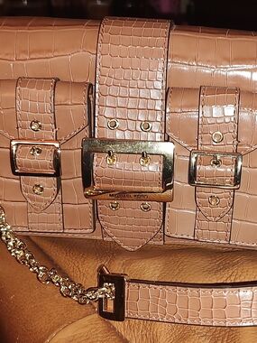 Michael Kors Hayden Chestnut Croc Leather Shoulder Bag